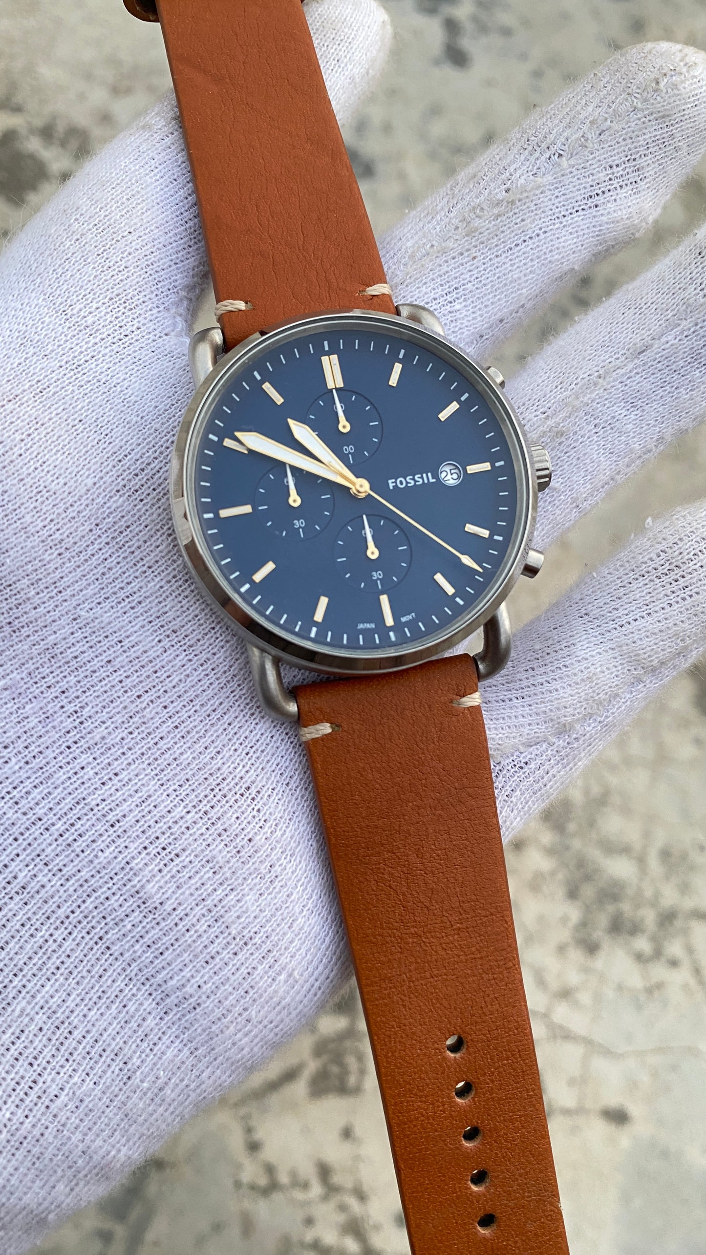 Fossil Commuter FS5401 – Men’s Brown Leather Strap Blue Dial Chronograph Quartz Watch