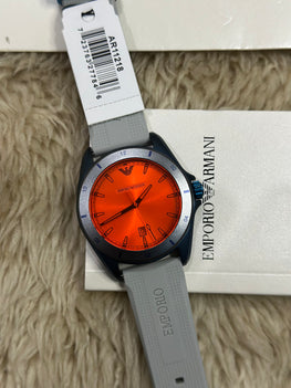EMPORIO ARMANI Sigma White Silicone Strap Orange Dial Quartz Watch for Gents - AR 11218
