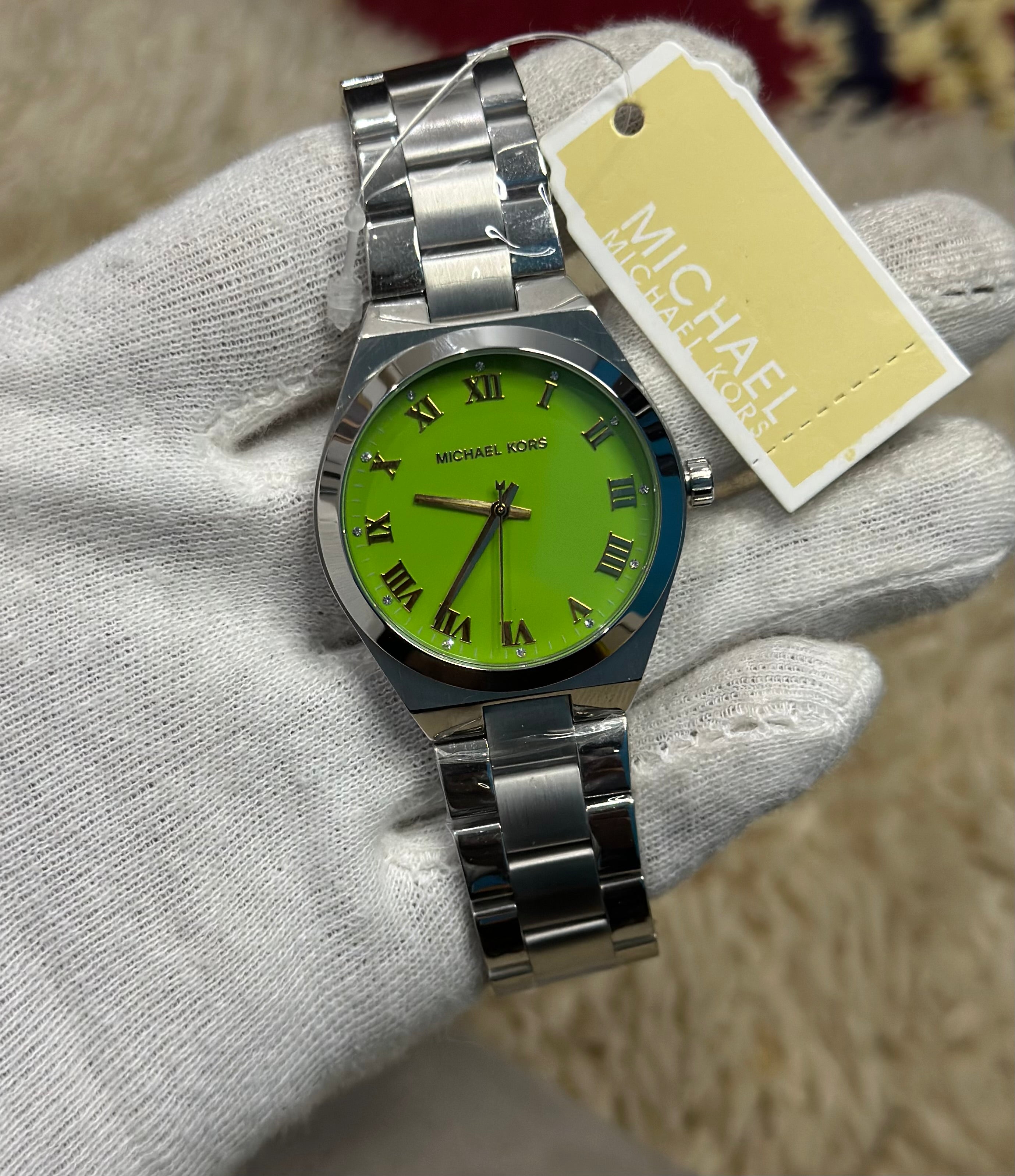 Michael Kors Lennox Three-Hand Green Dial Silver Steel Strap Watch For Women - MK7463 Michael Kors Lennox Three-Hand Green Dial Silver Steel Strap Watch For Women - MK7463