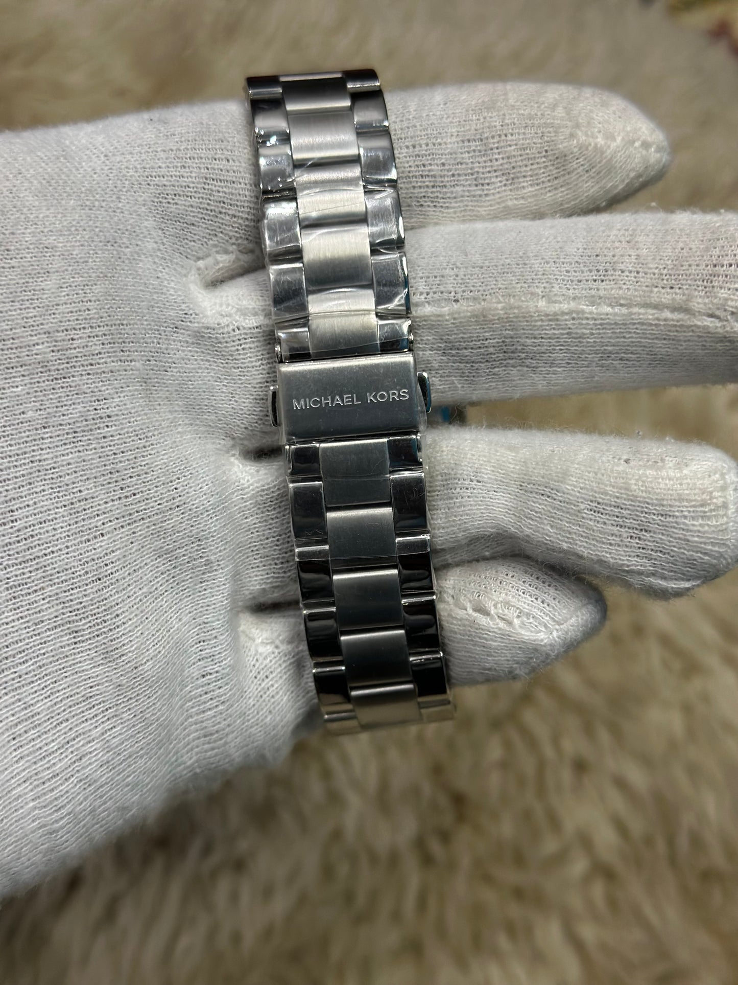 Michael Kors Lennox Three-Hand Green Dial Silver Steel Strap Watch For Women - MK7463