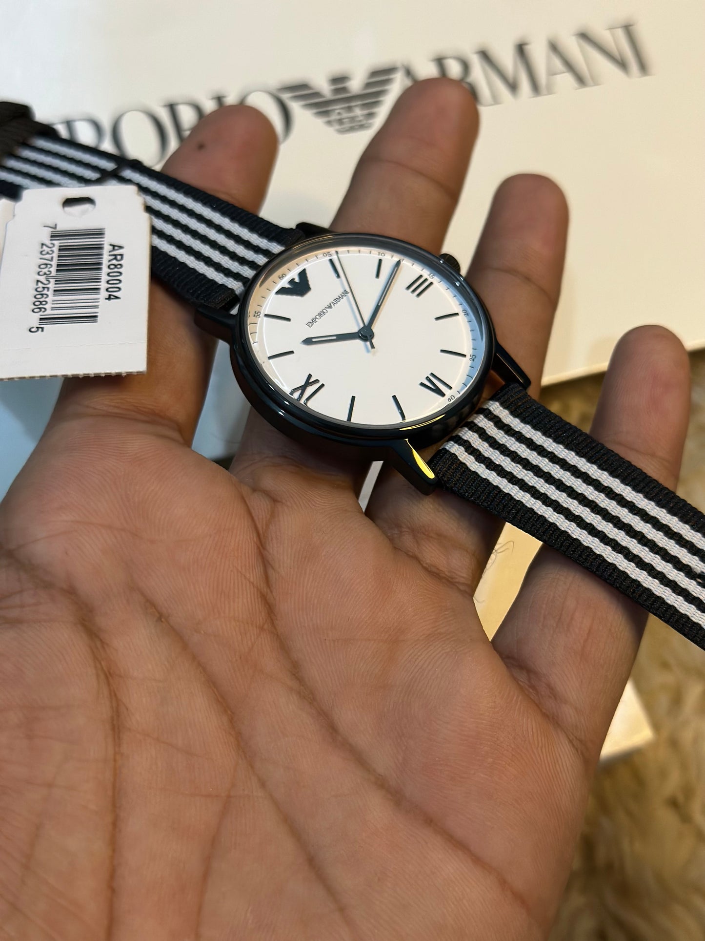 Emporio Armani AR80004 black case white dial men’s watch