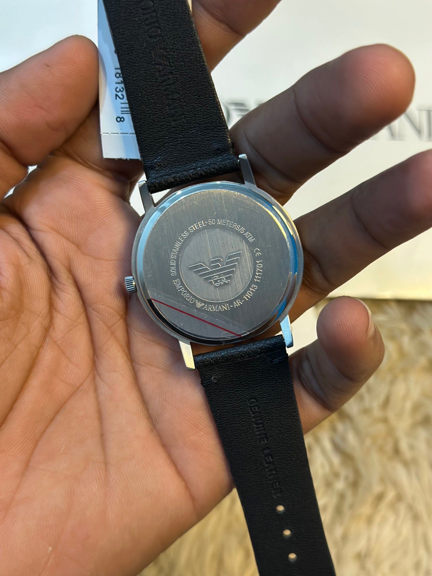 Emporio Armani AR80004 black case white dial men’s watch