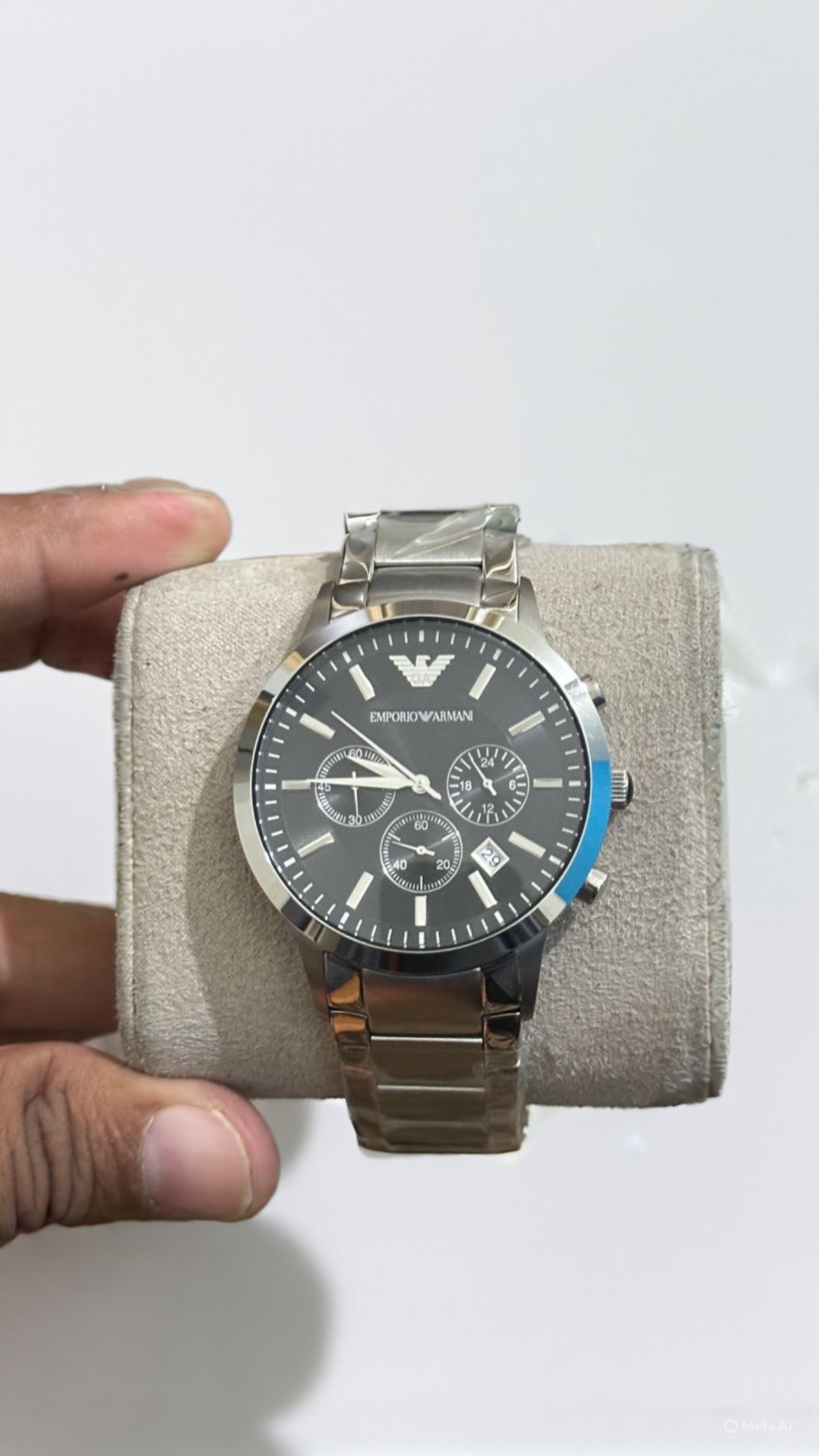 Emporio Armani Men’s Classic Chronograph Watch AR2453 – 43mm Black Dial Stainless Steel Timepiece