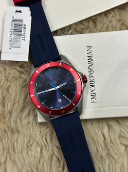 Emporio Armani Sigma AR11217 men's watch with a blue dial and blue silicone band