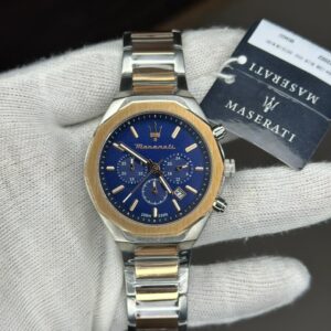 Maserati Blue Dial Two-Tone Chronograph Watch for Men