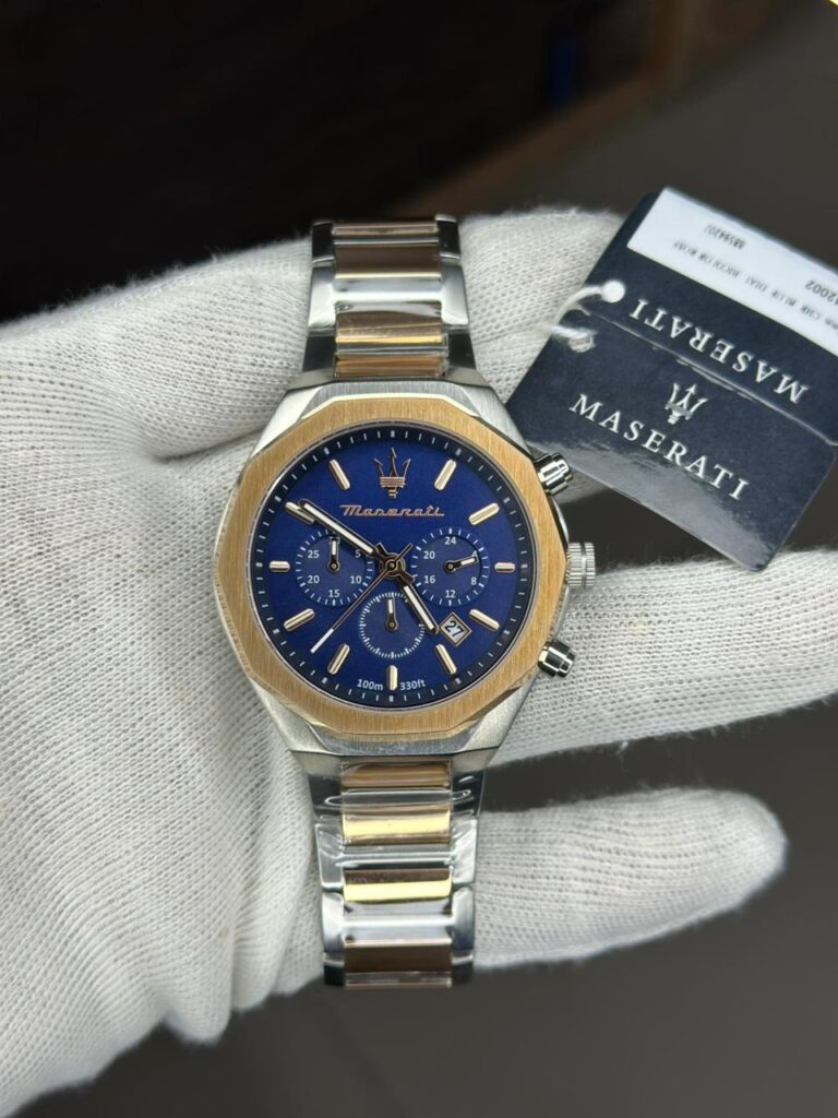Maserati Blue Dial Two-Tone Chronograph Watch for Men