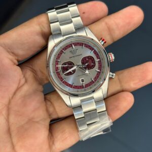 Emporio Armani Silver Chronograph Stainless Steel Watch for Men
