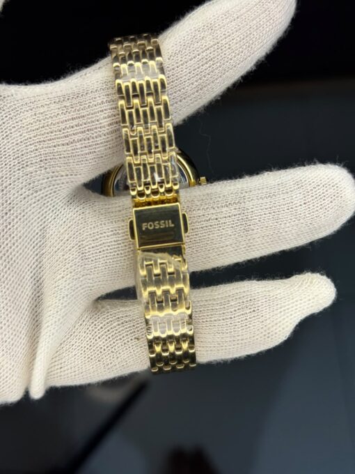 Fossil Women's Gold-Tone Stainless Steel Analog Watch with Crystal Bezel & Mother-of-Pearl Dial