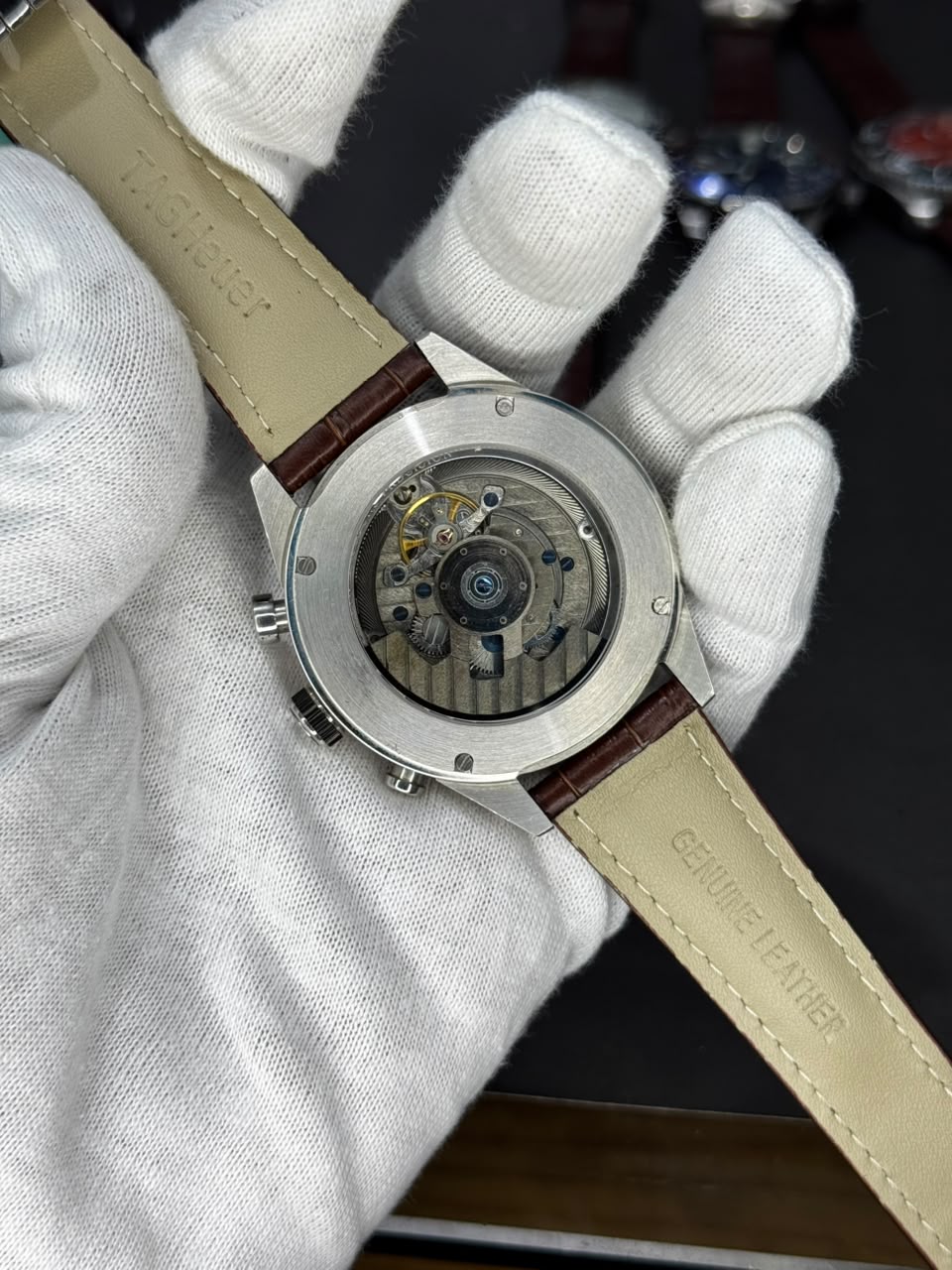 TAG Heuer Carrera Chronograph Automatic Men’s Watch – Black Dial with Brown Leather Strap - Image 2