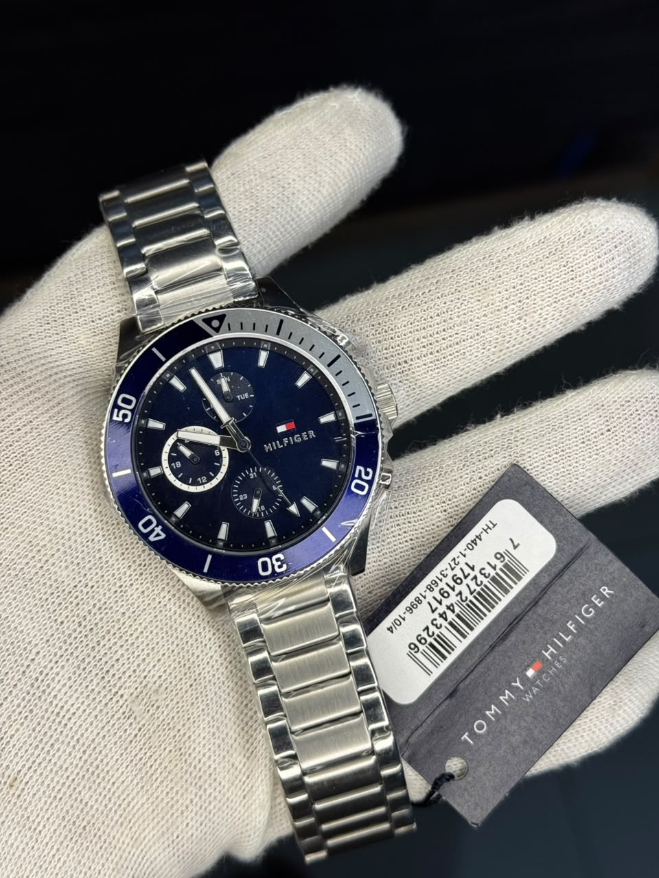 Tommy Hilfiger blue dial chronograph mens watch