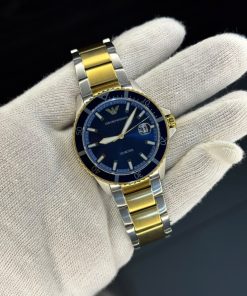 EMPORIO ARMANI World Explorer Silver Stainless Steel Blue Dial Quartz Watch for Gents - A11682