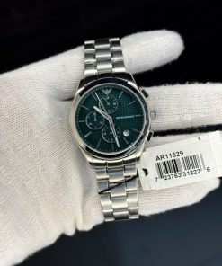 Emporio Armani Paolo Silver Stainless Steel Green Dial Chronograph Quartz Watch for Gents - AR11529