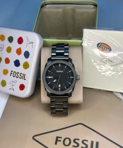 Fossil Machine Black Stainless Steel Black Dial Quartz Watch for Gents - FS4774