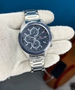 Tommy Hilfiger Clark Silver Stainless Steel Blue Dial Chronograph Quartz Watch for Gents - 1792080